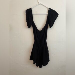 Divided Black Off-Shoulder Romper